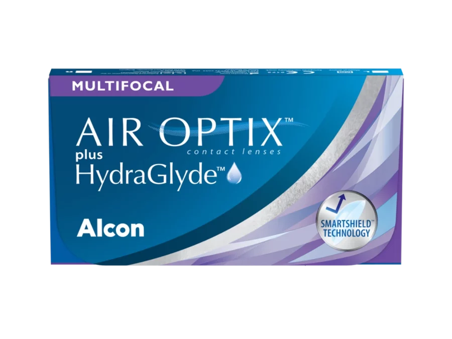 Air Optix Plus HydraGlyde Multifocal contact lenses packaging